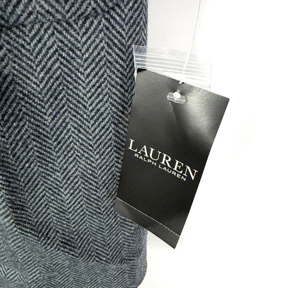 Lauren Ralph Lauren Twill Wool Coat Navy Blue Herringbone Women's Sz 2 - Picture 8 of 12
